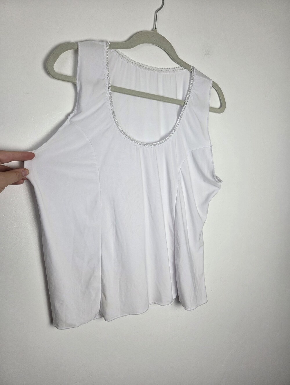 Handmade White Cotton Jersey Camisole Slip Top Modesty Liner Layering Women 2X